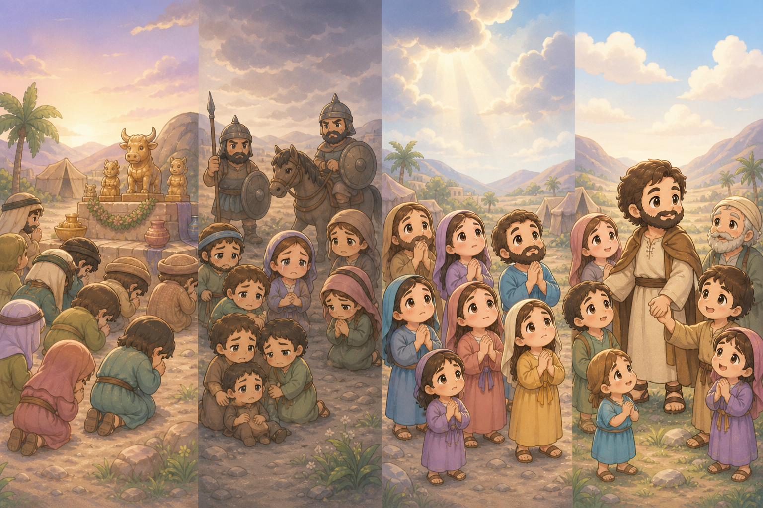 죄-고생-기도-구원이 이어지는 그림