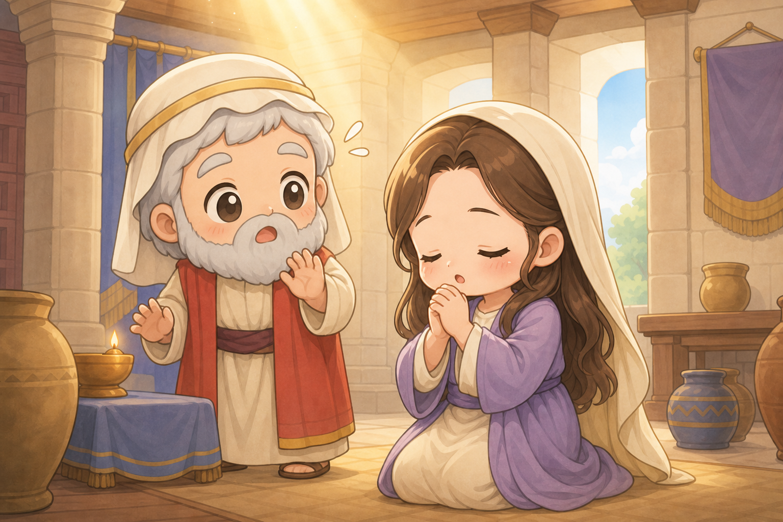 한나의 기도를 보고 놀라는 제사장 엘리